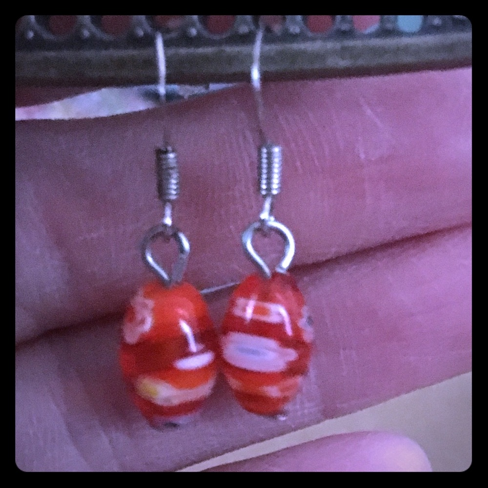Handmade lamp work glass bead earrings